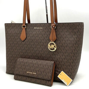 Michael Kors Large EW Crossbody Bag & Large Trifold Wallet Brown/Gold